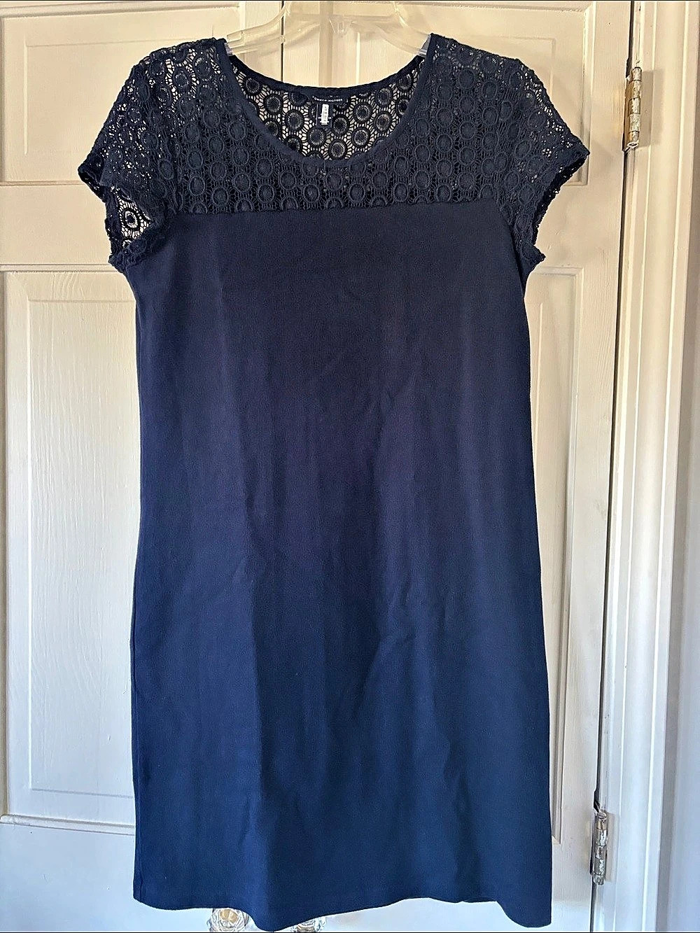 Tommy Hilfiger Lace Yoke Mini Dress in Blue Size Medium, Like New